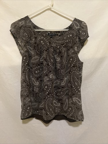 Camicia Anne Klein grande da donna paisley manica berretto collo rotondo marrone/bianco - Foto 15 di 15