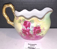 Vienna Austria D'arcy Porcelain Creamer Floral Rose Gold Handle Crown Mark