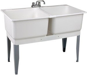 Details About 46 X 34 Inch Plastic Laundry Tub Double Basin Utility Sink Floor Mount Freestand