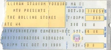 Vintage 1989 Rolling Stones Living Colour Concert Ticket Stub Foxboro MA