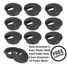 Desk Grommet 2 Inch Plastic Desk Cord Cable Hole Cover Grommet 10 Packs Black