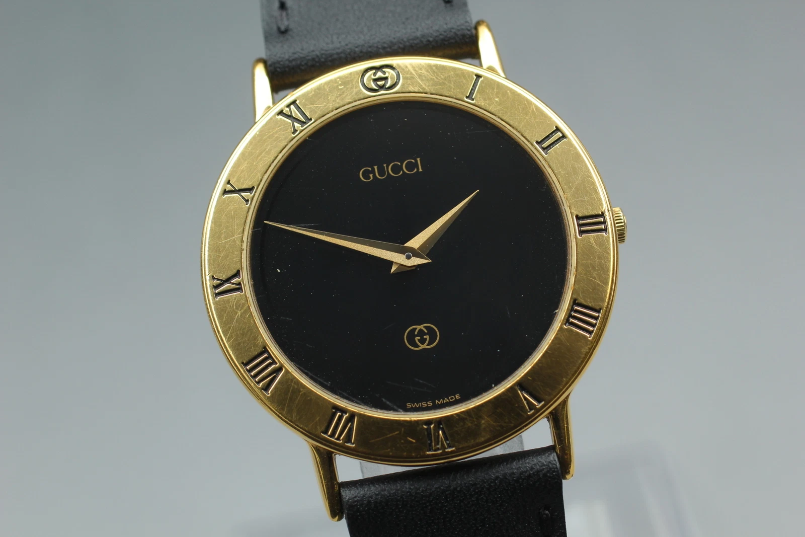 [Exc+5] Montre Homme Gucci 3000M 33mm Cadran Noir Quartz Du JAPON