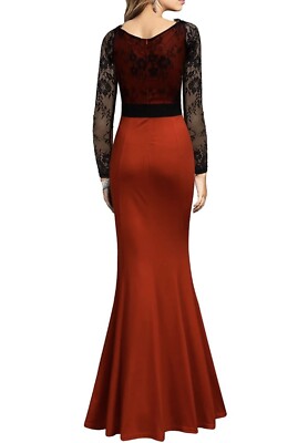 Flattering Elegant Red Lace Long Sleeve Party Wedding Prom Dress | eBay