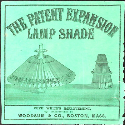 1880s The Patent Expansion Lamp Shade with White's Improvements Label BOSTON MA