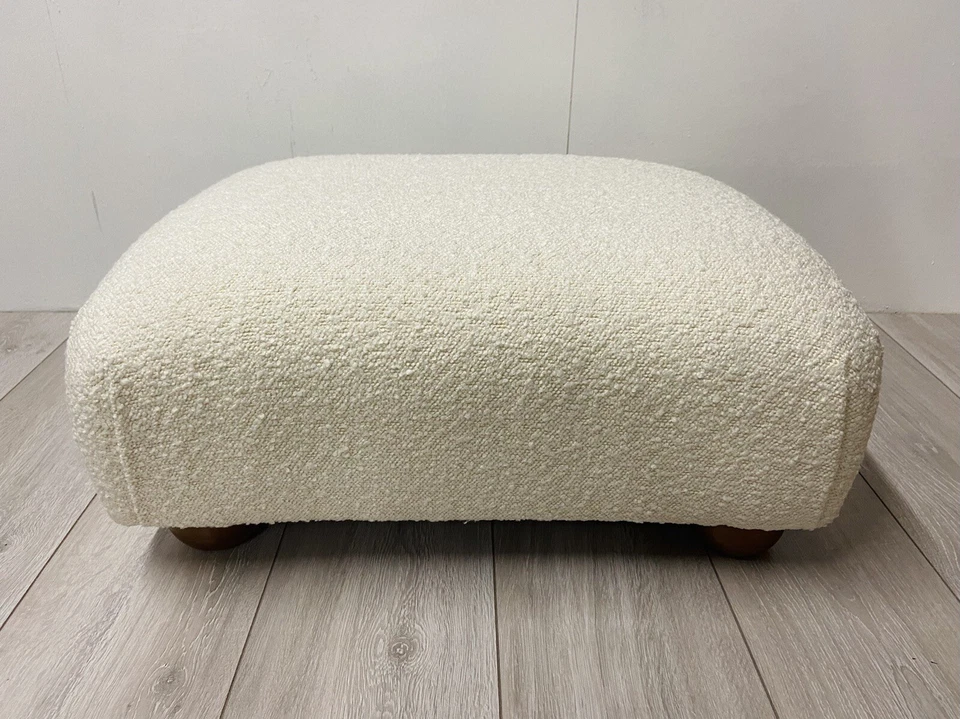 White Teddy Boucle Footstool - Image 2 of 4