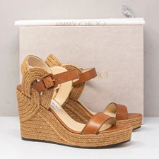 Jimmy Choo Delphi 100 Braided Wedge Sandals, Size 9.5 US (39.5 EU)