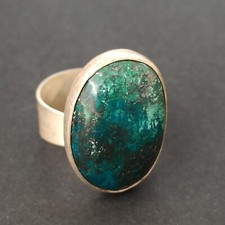 Sterling Silver Israel Ring Large Natural Eilat Adjustable Statement Bold VTG 9