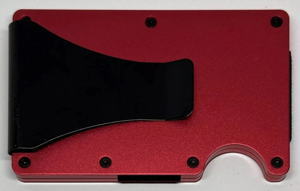 Alabama Carmesí Marea Delgada Delgada Metal RFID Bloqueo Billetera Rollo Grabado Láser Foto 2 de 4