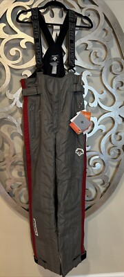 NEW Descente Mens Ski Snow Bib Waist 34 Grey Champion Heatflex 40 D2-8104 NWT