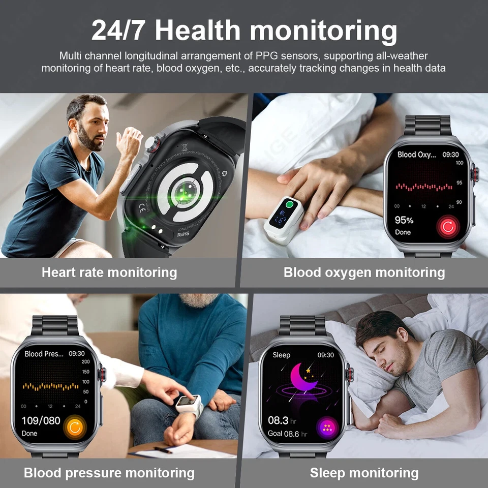 LIGE Uric Acid Blood Fat Health Smartwatch Men ECG Heart Rate Blood Pressure NFC - Image 3 of 4