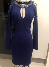 Very Sexy Fitted Long Sleeve Backless Blue Dress By LIPSY - UK Size 8 -WORN ONCE