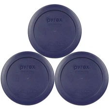 Pyrex 7200-PC Blue Plastic Storage Replacement Lid Cover, Made in USA (3-Pack)