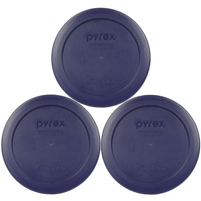 Pyrex 7200-PC Blue Plastic Storage Replacement Lid Cover, Made in USA (3-Pack)