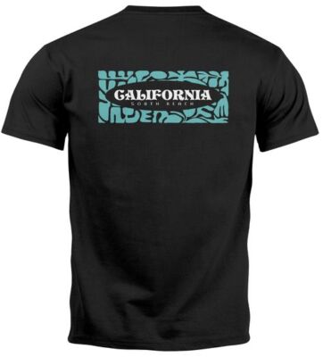 Back Print T-Shirt Men's California Lettering Back Print and Chest Logo