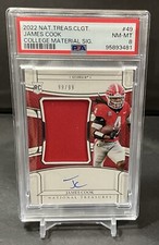 2022 National Treasures Collegiate James Cook RC Material Signatures 99/99 PSA 8