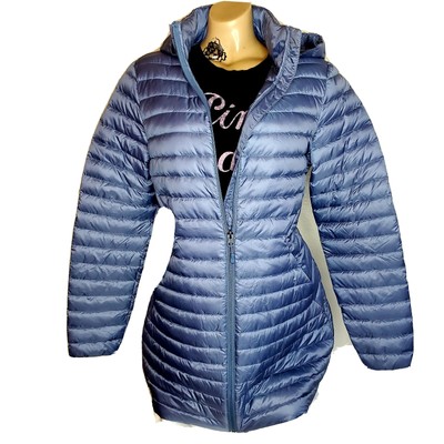 32'Heat Puffer Womens Blue Hooded Puffer Jacket Packable Size M | eBay