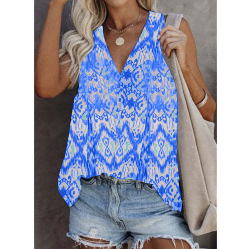 Plus Size Sleeveless Printed Vest Top for Women Casual Wear