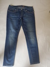Ladies Seven 7 Jeans Dark Wash Stretch Tapered 5 Pocket Zip Button Sz 14