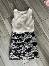 Girls Amy’s Closet Black & White Floral Dress Size 7 I64
