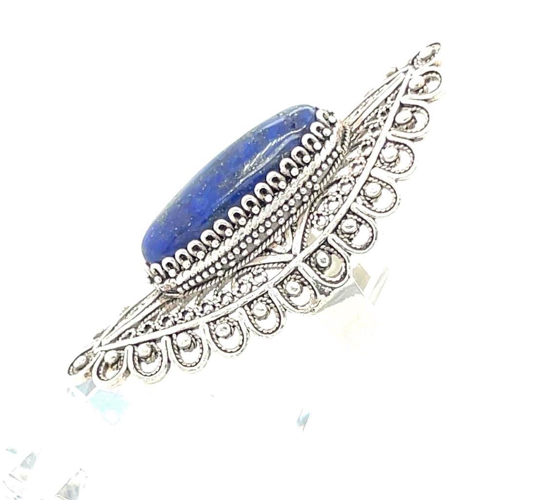 Lapis oval Ring Real Solid Sterling Silver 925 12… - image 9