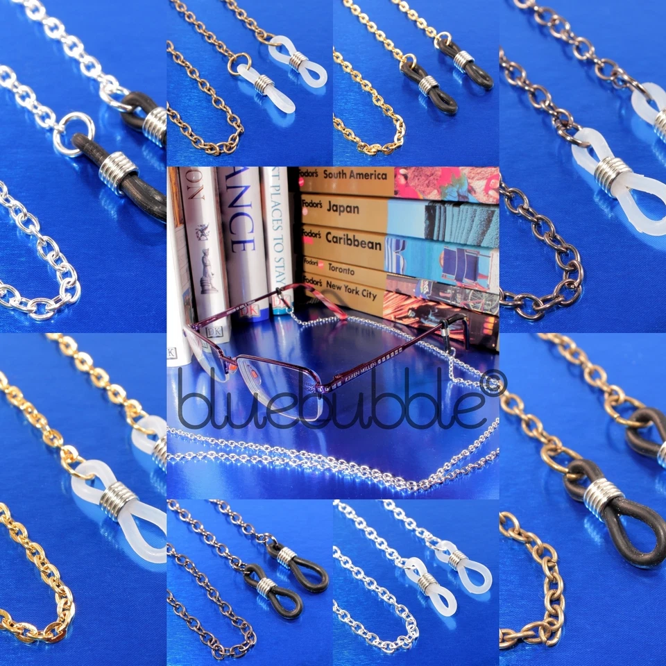 BLUEBUBBLE FUNKY GLASSES CHAIN HOLDER 30" LONG NECK CORD READING SUNGLASSES SPECTACLES UK
