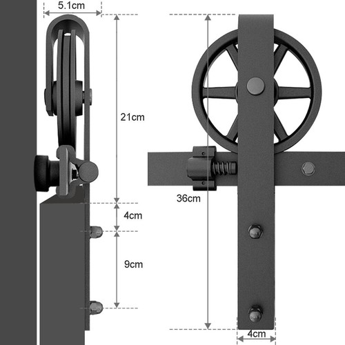 2/2.4/3M Big Spoke Wheel Sliding Barn Door Hardware Kit for Single/Double Doors - Picture 4 of 32