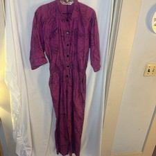 Vintage Diane Von Furstenberg DVF Women s L Pink W/ Black Illustration Jumpsuit