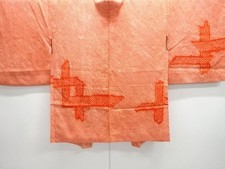 7902382: JAPANESE KIMONO / ANTIQUE HAORI / SILK / GEOMETRIC