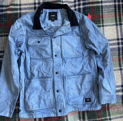 #ad Vans Drill Canvas Jacket Chore Coat Men#x27;s SZ Med Blue $34.95