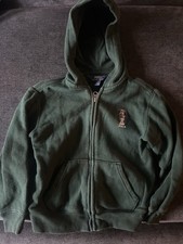Polo Ralph Lauren Boys Hooded Fleece Sweatshirt Bear Zip Green Sweater sz 5