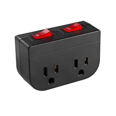 Grounded Outlet with Double ON Off Switch,  2 Port Electrical Outlet Plu