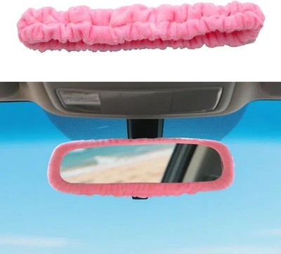 Soft Plush Elastic Rear View Mirror Protector, Universal Dustproof Color: Pink