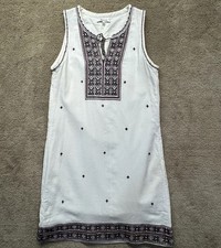 Madewell Women’s Ivory Cotton Sheath Boho Aztec Tribal Embroidered Dress Size 4