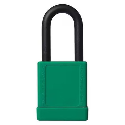 Lockout Padlock, Keyed Alike, Aluminum, Green, 1 1/2 In Shackle Height, 1 9/16