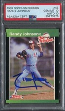 1989 DONRUSS THE ROOKIES RANDY JOHNSON RC #43 ROOKIE CARD PSA 10 W/ 10 AUTO HOF