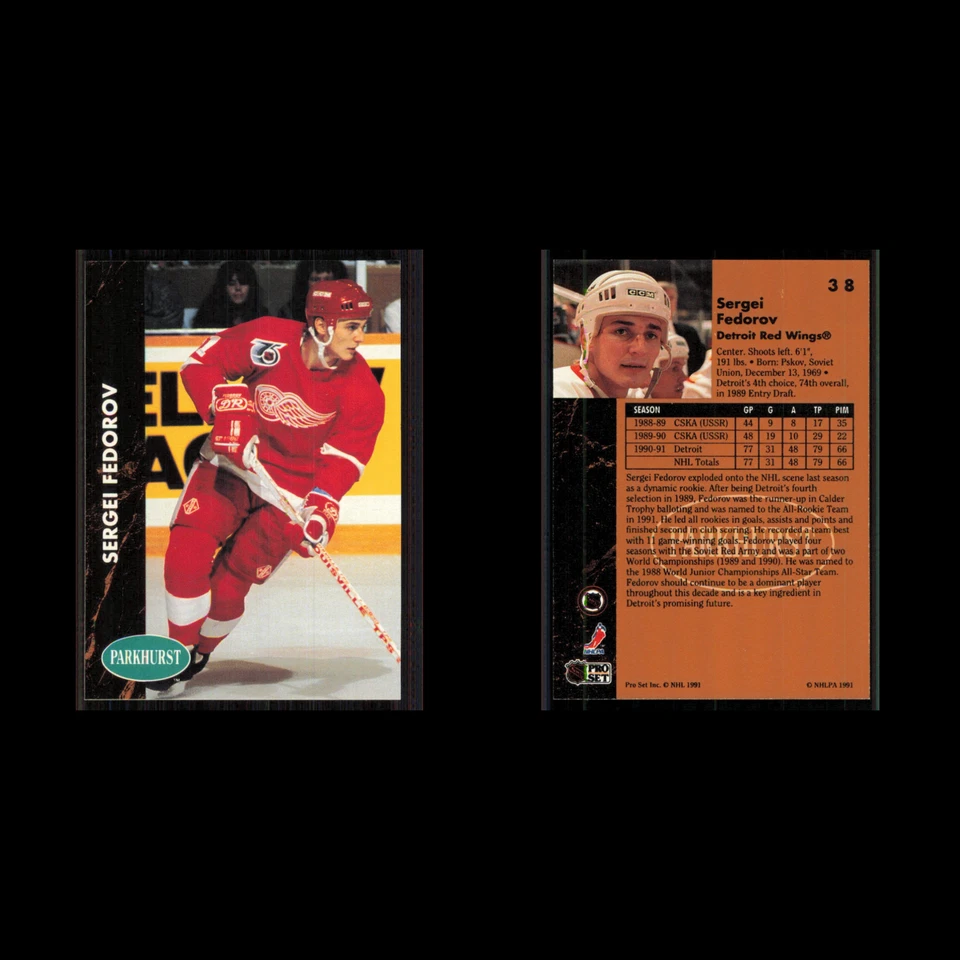 Sergei Fedorov #38 1991 Parkhurst Detroit Red Wings Hockey Card NHL NM - Image 3 of 3