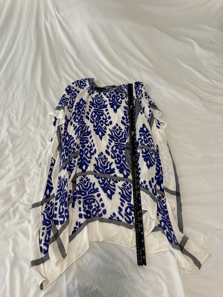 Mantón Cejon Kimo blanco azul talla única para la mayoría de las mujeres 161 Foto 3 de 4