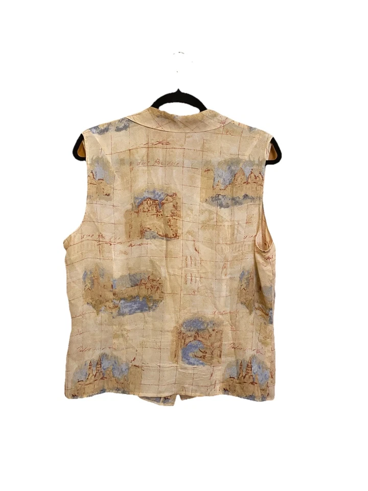 Vintage Due Per Due 100% Silk Sleeveless Top Beige Bow tie Neckline Top Size 16 - Image 2 of 4