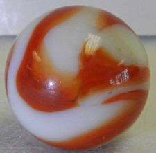  20688m Large .85 Inches Vintage Peltier Glass Red Zebra Shooter Marble Mint--