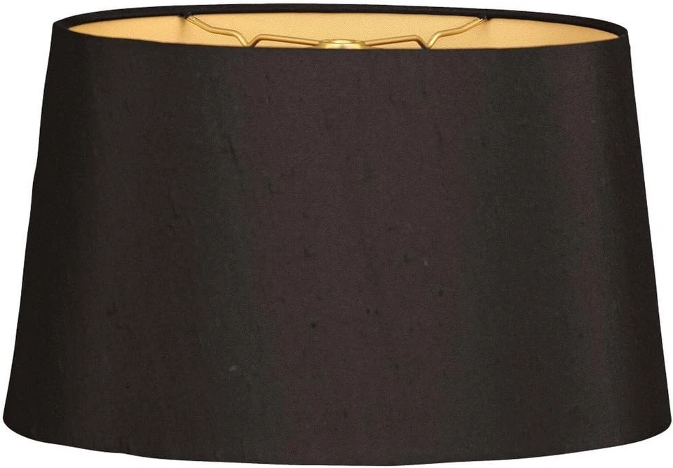 Royal Designs, Inc. Pantalla de lámpara de tapa dura ovalada poco profunda, HB-611-10BLK/GL, negra, (8 Foto 4 de 4