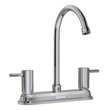 2 Handle Kitchen Sink Faucet, High Arc 360 Swivel Stainless Steel Pipe 3 Hole...