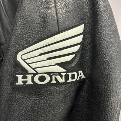 Vintage Honda Leather Jacket Mens 46 Black Full Zip Riding Tucker