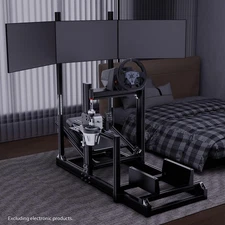 Hottoby Aluminum Racing Simulator Cockpit With Triple TV Stand Fit Thrustmaster