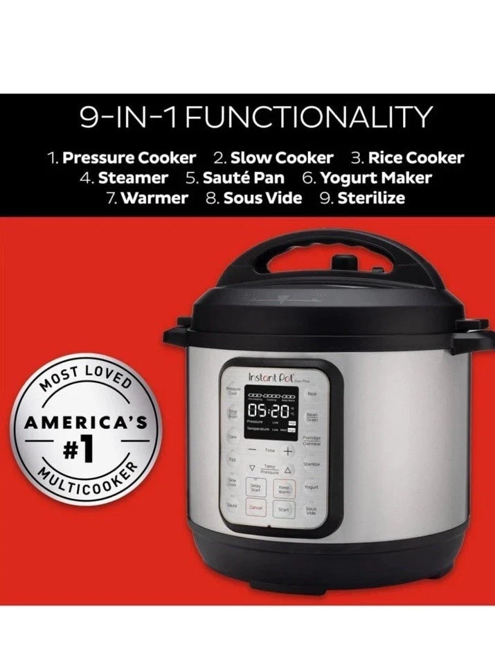 Instant Pot Duo Plus 60 - New Condition! 1000W, 6 Quart,  9-in-1 PressureCooker  - Image 3 of 4
