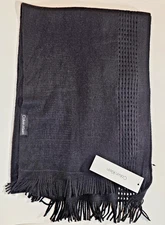 Calvin Klein Black Knit Scarf A2KS6172 Fringe Acrylic Winter Cold Weather NWT