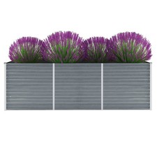 Raised Bed Grey Galvanized Steel 94.5x31.5x30.3 in Sturdy