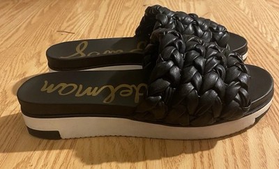 Sam Edelman Womens Ainslie Braided Slide Sandals Size 9 M Black All Man Made