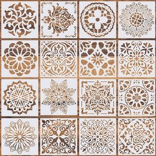 16 Pcs 6 x 6 Inch Reusable Stencils, Mandala Stencils Mandala Dot Painting Tem