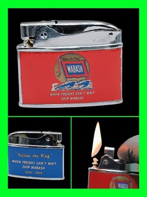 Vintage Wabash Eisenbahn Zug Güterlinie folgen der Flagge flach Werbung Feuerzeug funktioniert