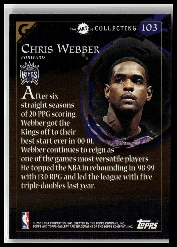 2000-01 Topps Gallery #103 Chris Webber - Image 2 of 2